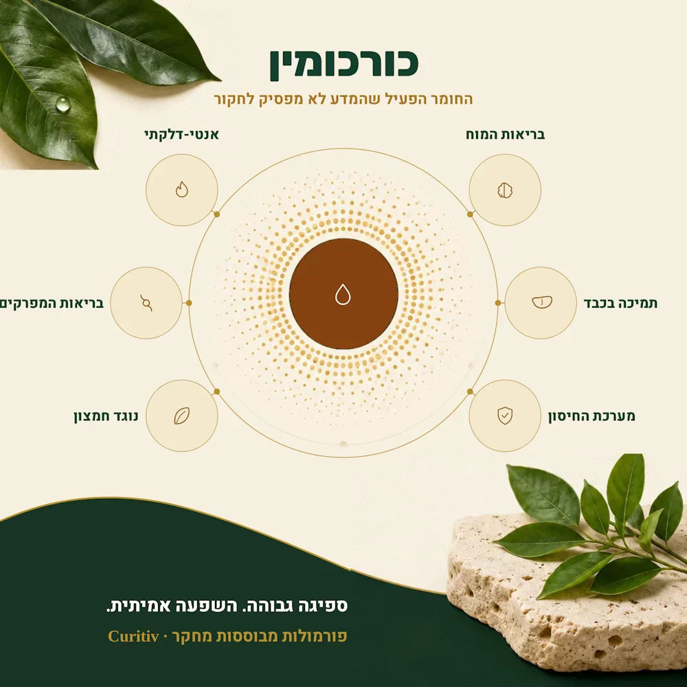 כורכומין: 10 יתרונות מוכחים מחקרית ואיך לצרוך נכון